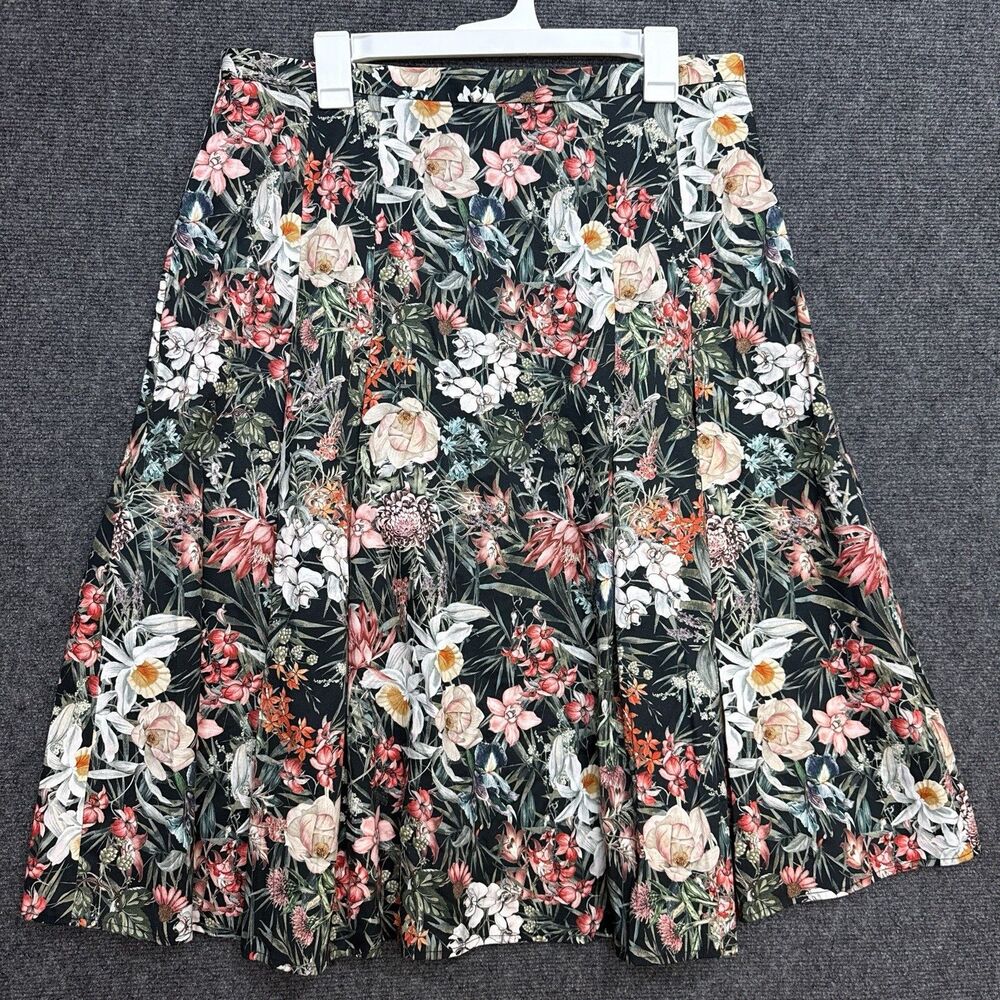 Antonio Melani Skirt Dark Floral A-line Midi Pleated Lined Victorian Fairy 14